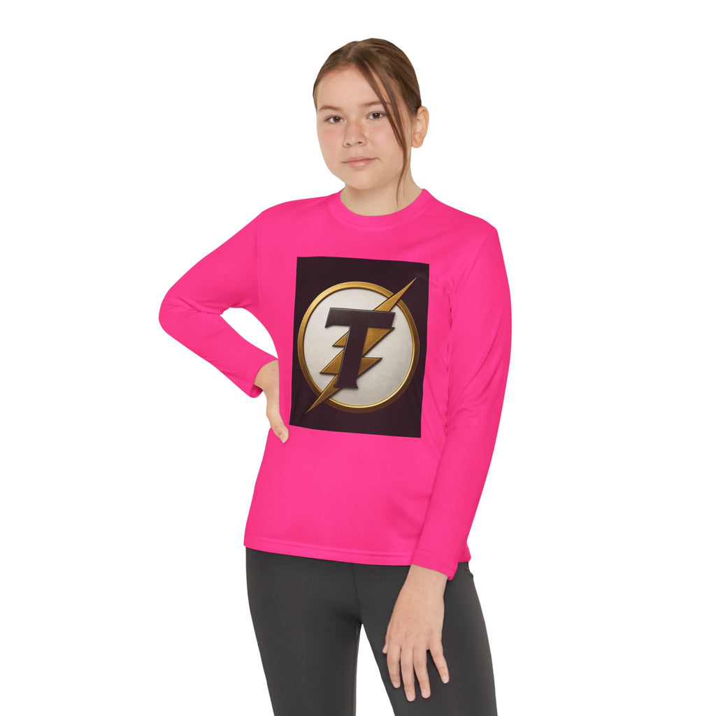 Youth Long Sleeve Tee — Gold Lightning 'T' Competitor Logo