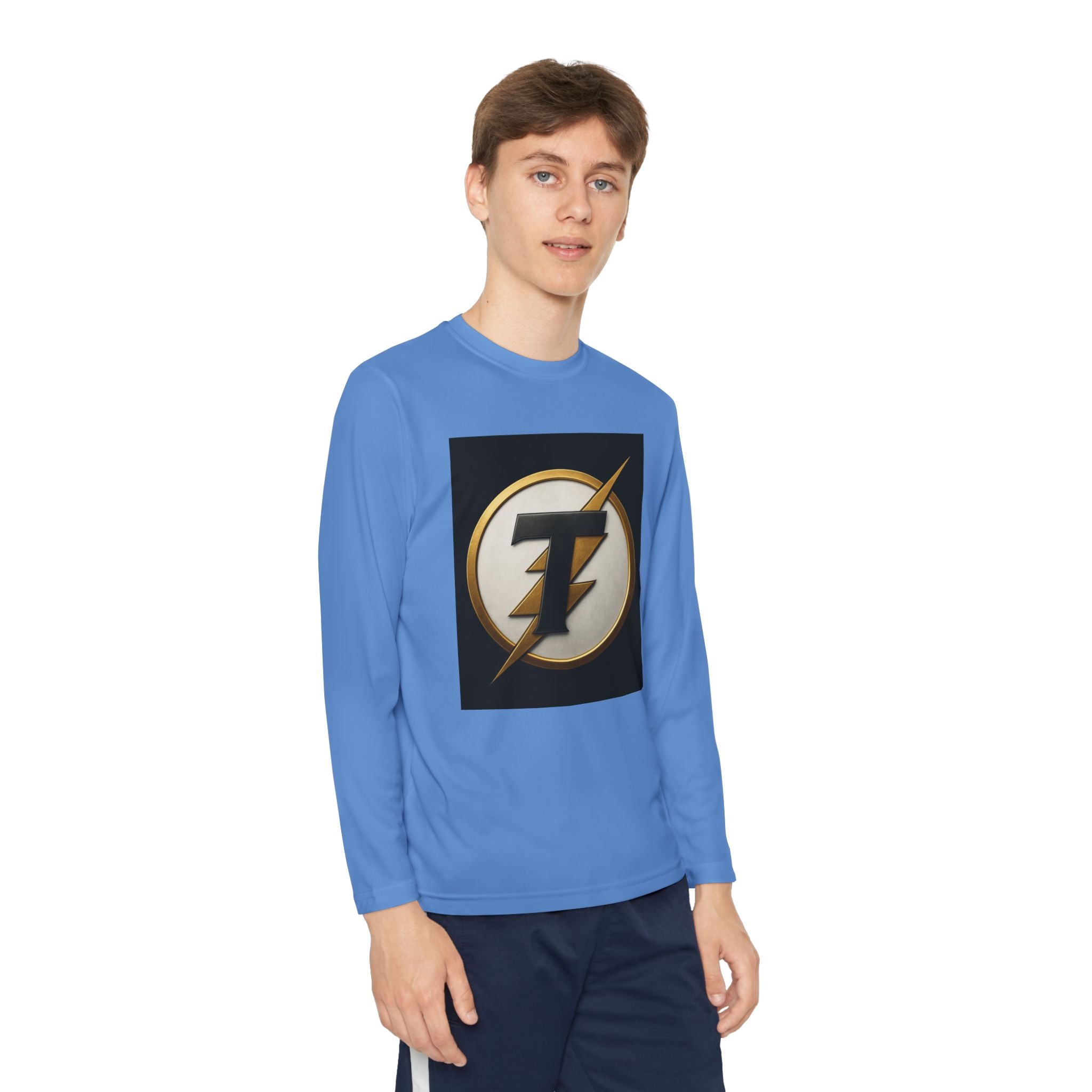 Youth Long Sleeve Tee — Gold Lightning 'T' Competitor Logo
