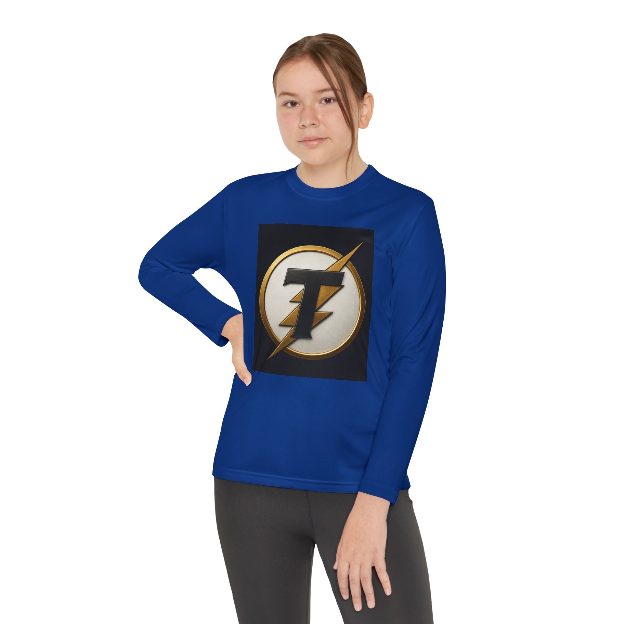 Youth Long Sleeve Tee — Gold Lightning 'T' Competitor Logo